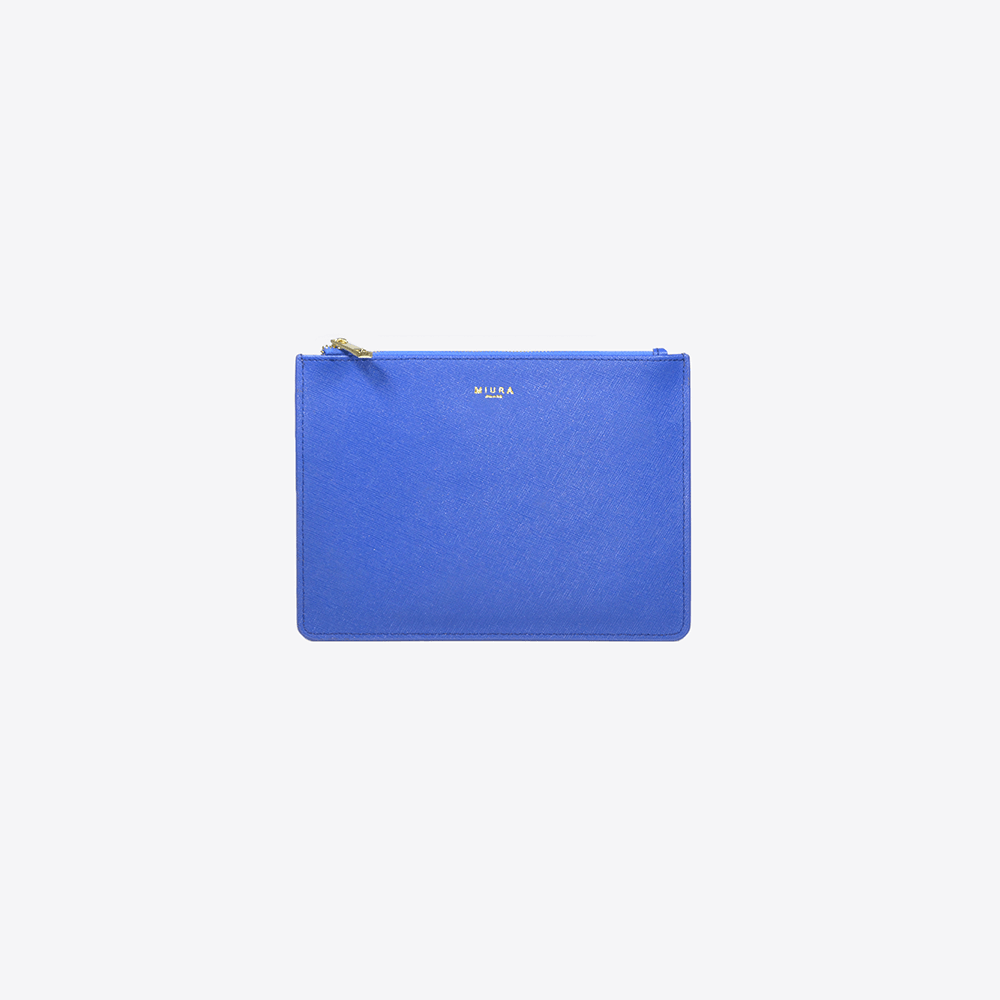 CLUTCH MIURA IN PELLE - Azure