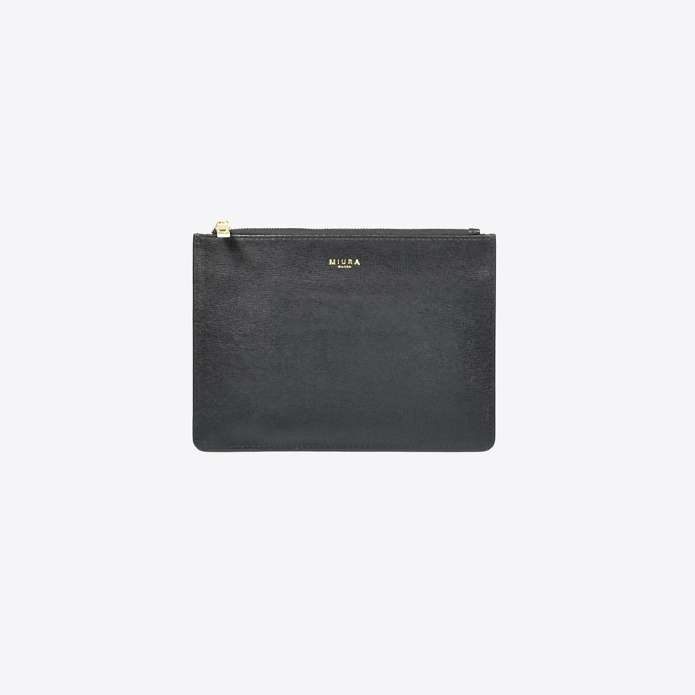 CLUTCH MIURA IN PELLE - Black