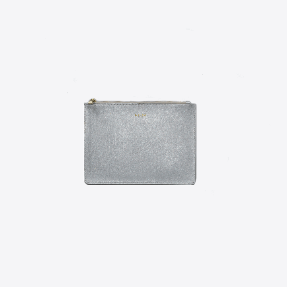 CLUTCH MIURA IN PELLE - Silver