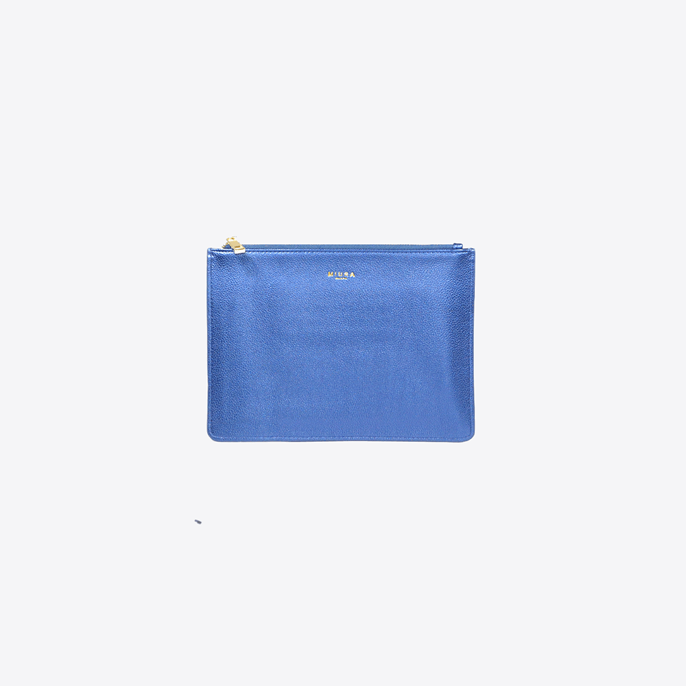 CLUTCH MIURA IN PELLE VEGANA - Silver Blue